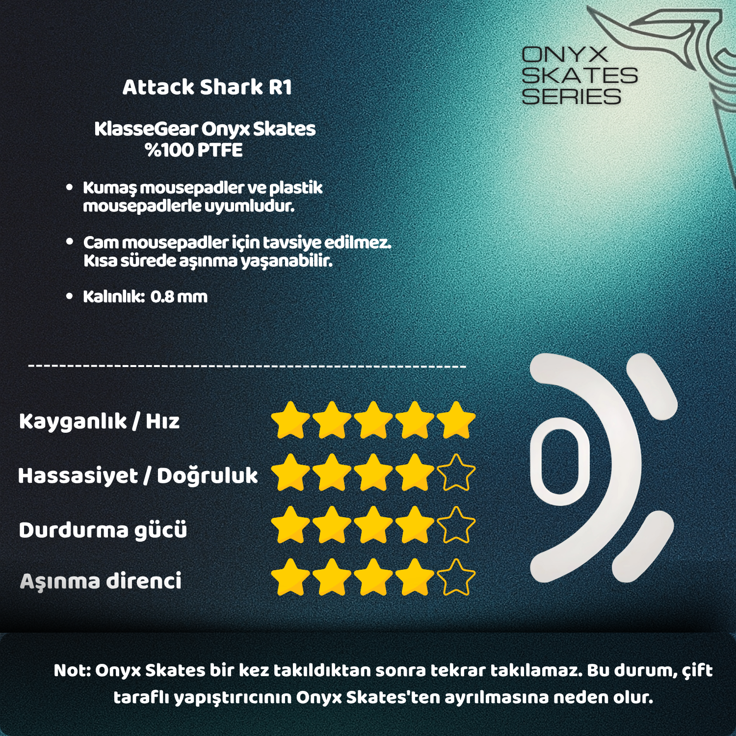 Attack Shark R1 ile uyumlu Onyx Mouse Skate