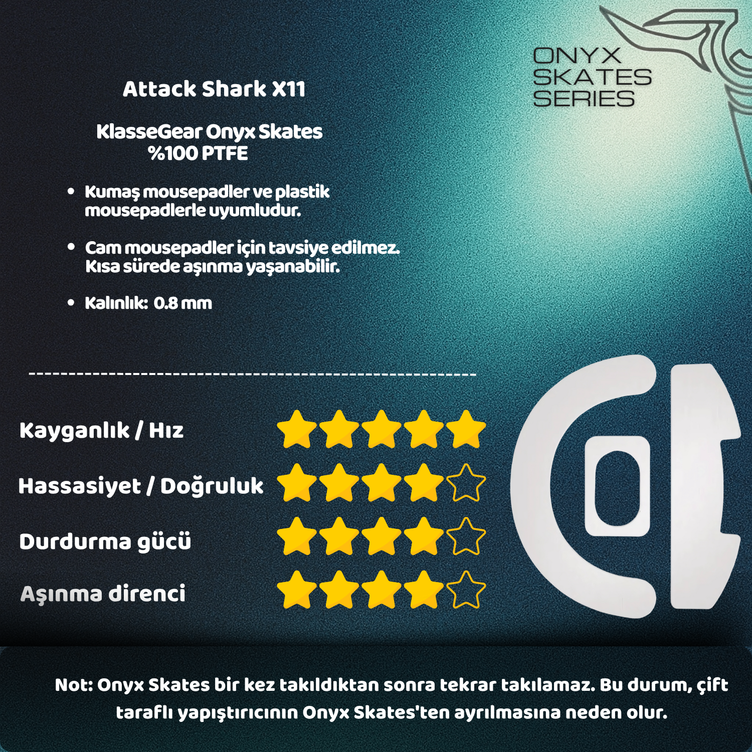 Attack Shark X11 ile uyumlu Onyx Mouse Skate