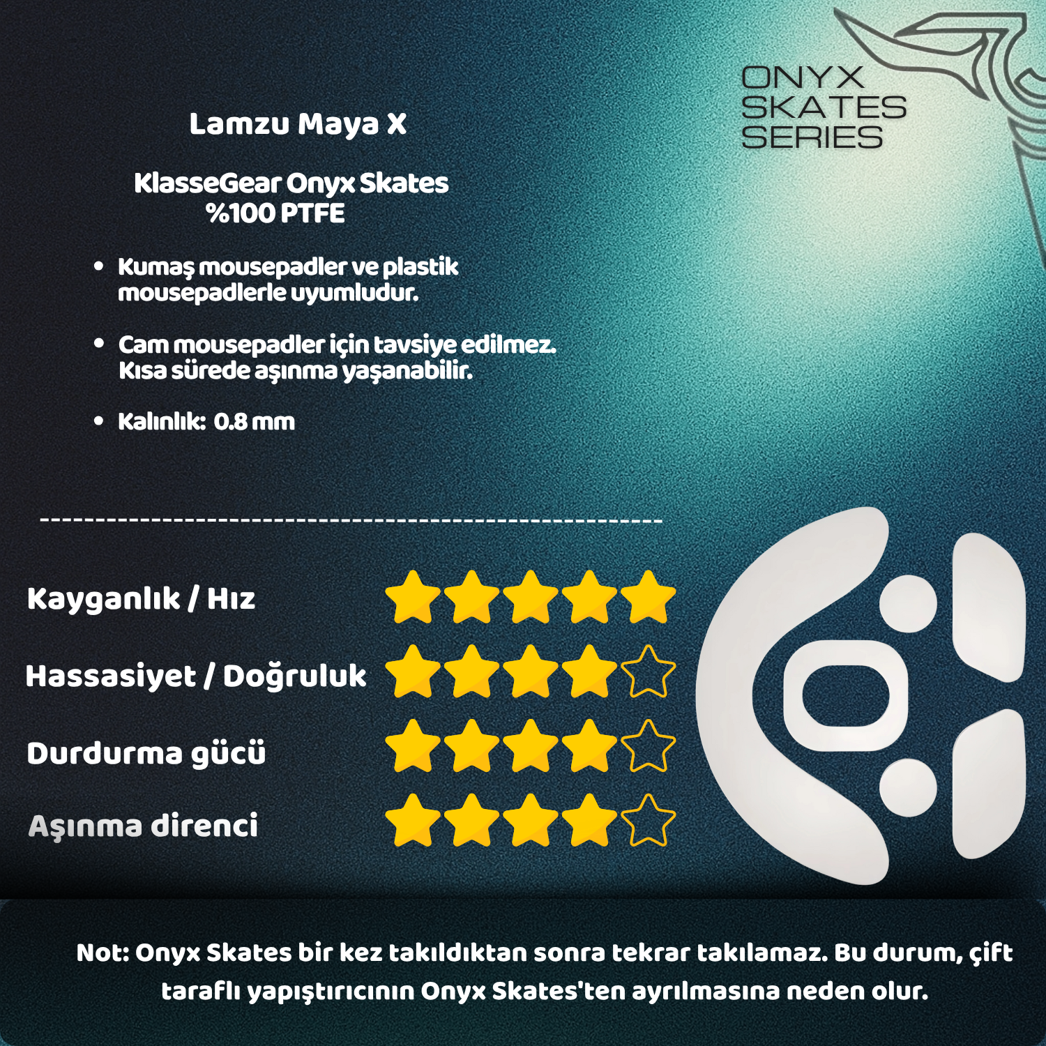 Lamzu Maya X ile uyumlu Onyx Mouse Skate