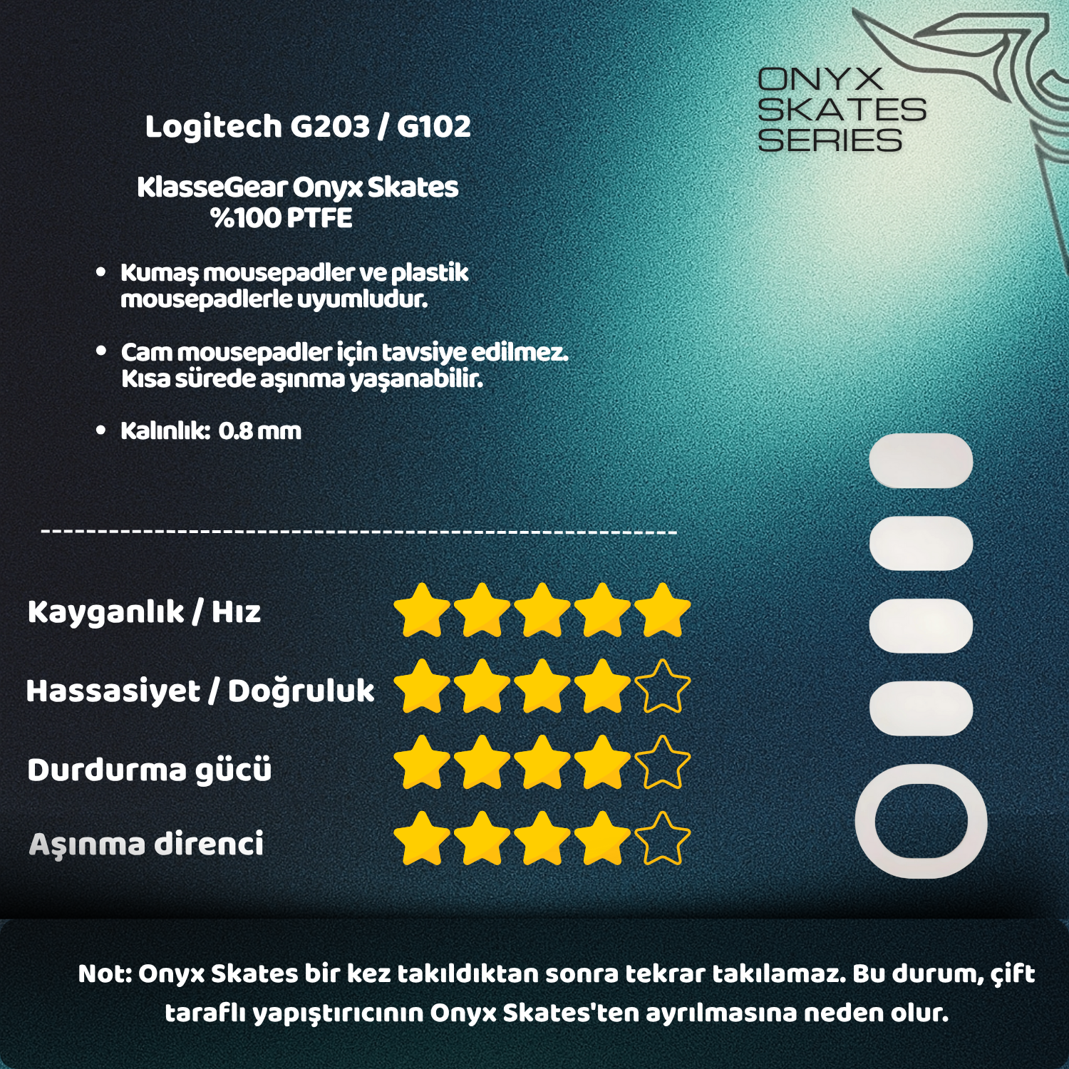 Logitech G203 / G102 ile uyumlu Onyx Mouse Skate
