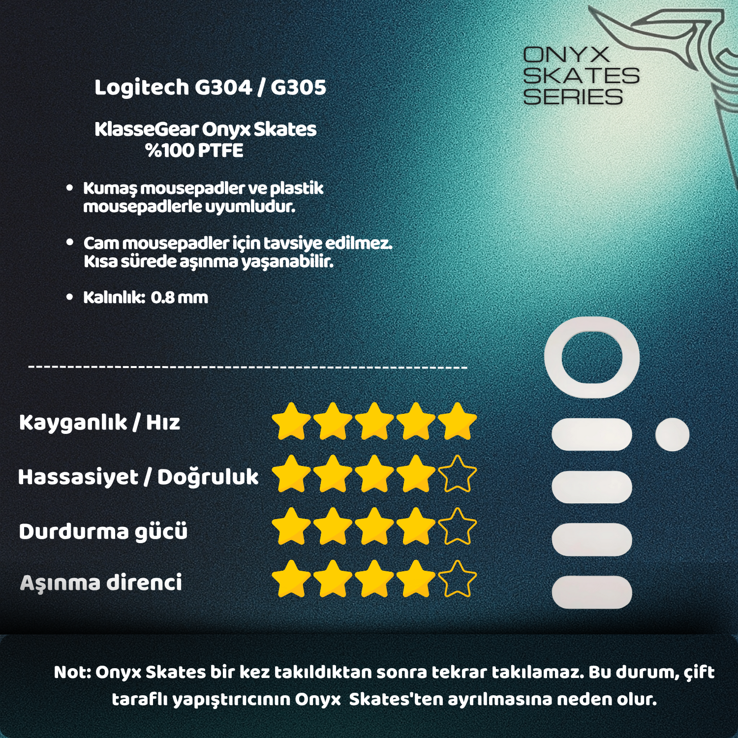 Logitech G304 / G305 ile uyumlu Onyx Mouse Skate
