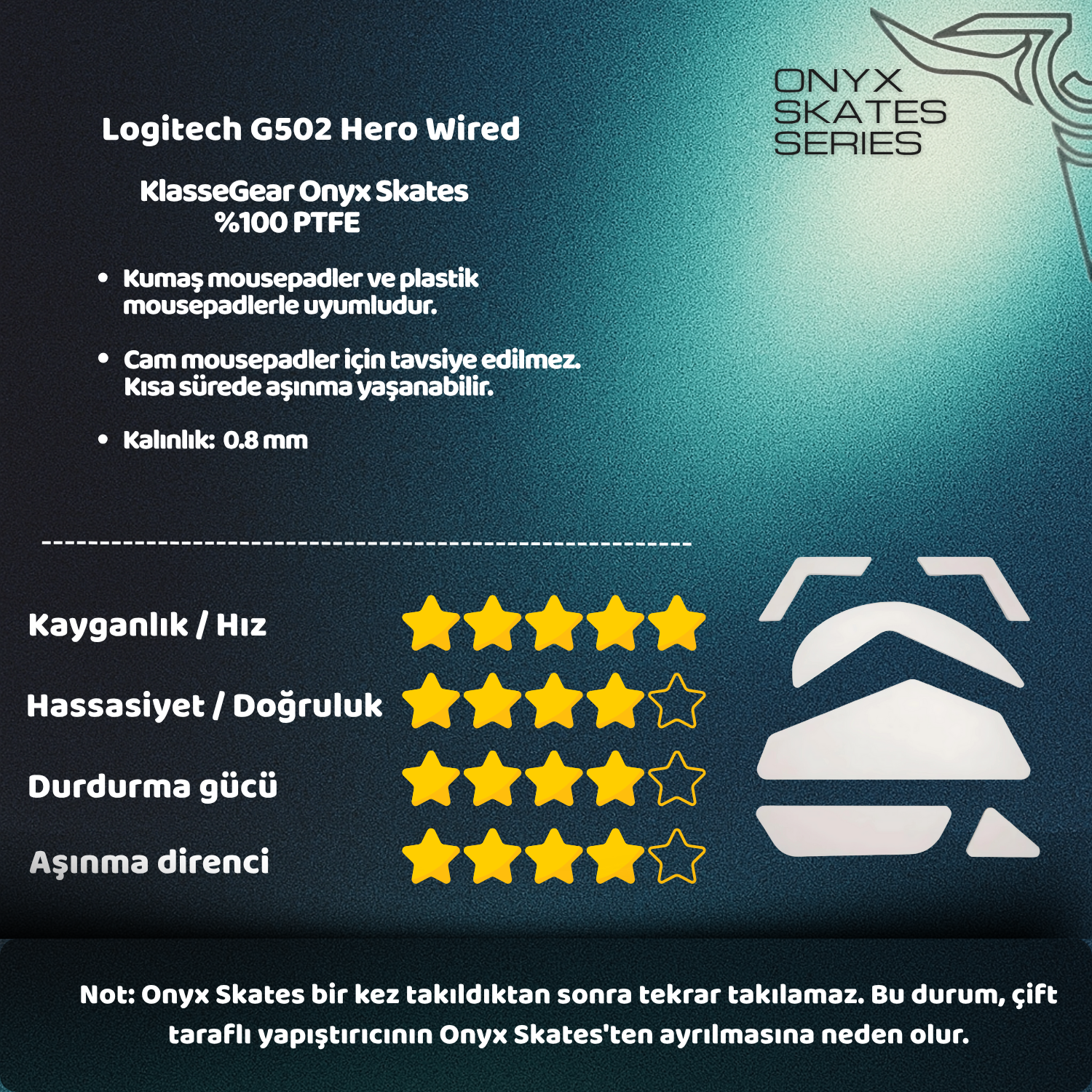 Logitech G502 Hero Wired ile uyumlu Onyx Mouse Skate