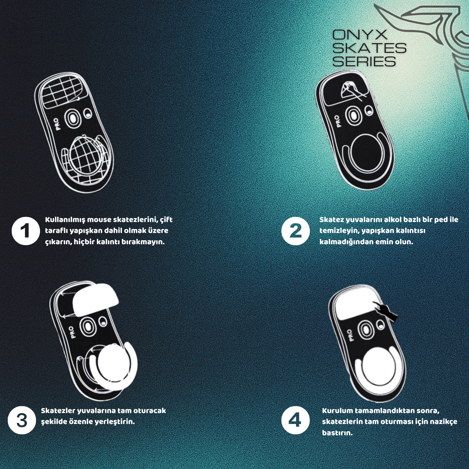 Logitech G Pro Wireless ile uyumlu Onyx Mouse Skate