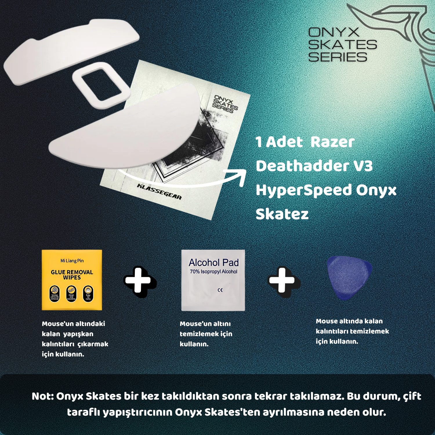 Razer Deathadder V3 HyperSpeed ile uyumlu Onyx Mouse Skate