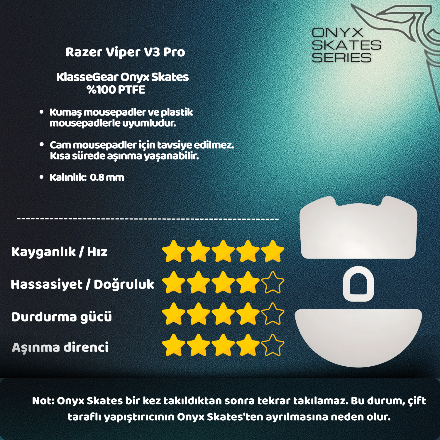 Razer Viper V3 Pro ile uyumlu Onyx Mouse Skate
