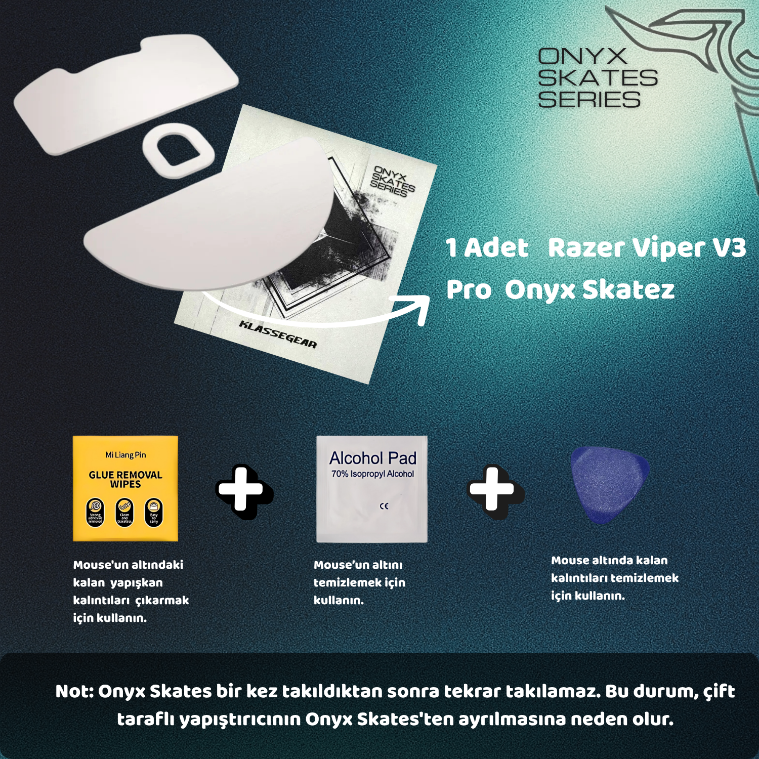 Razer Viper V3 Pro ile uyumlu Onyx Mouse Skate