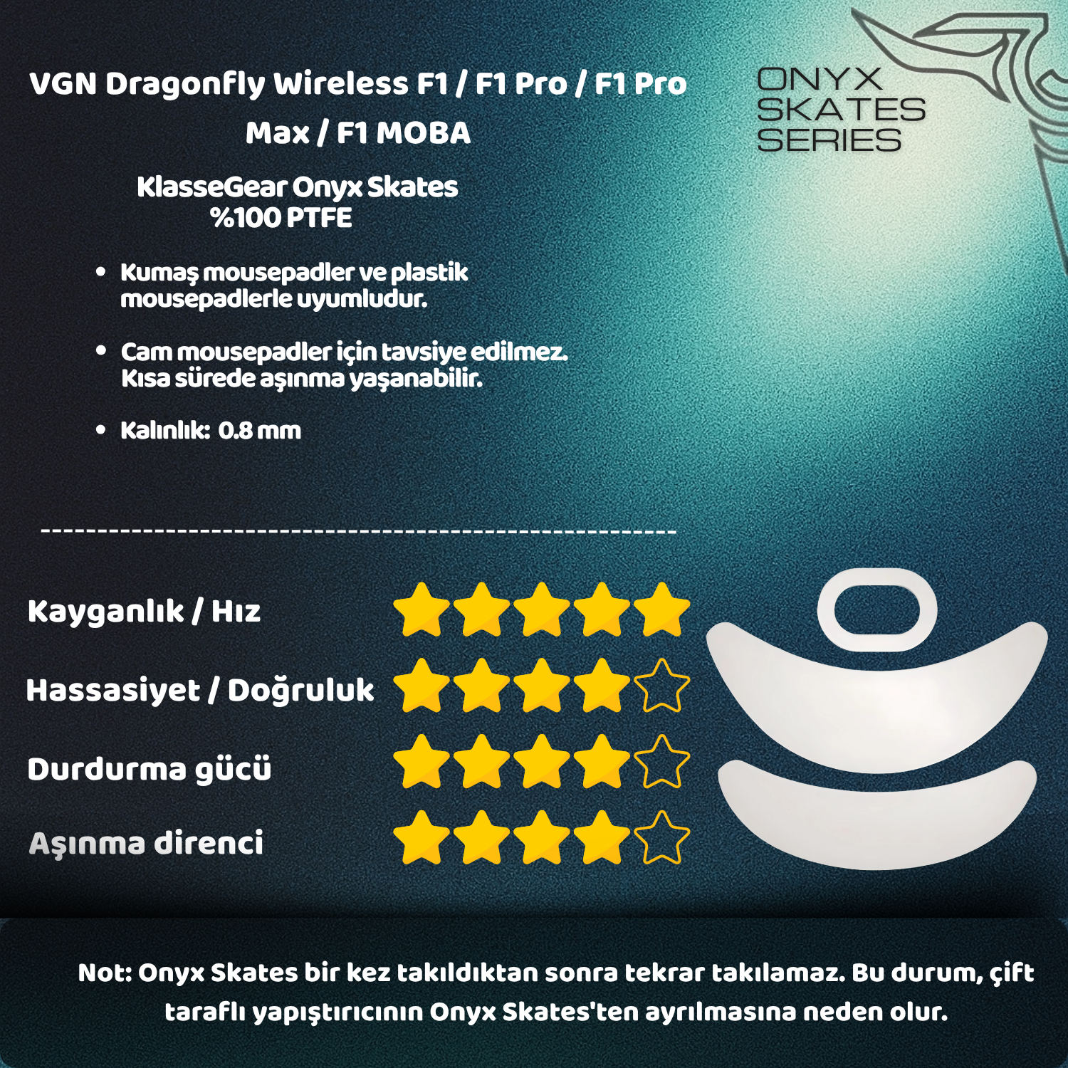 VGN Dragonfly Wireless F1 / F1 Pro / F1 Pro Max / F1 MOBA ile uyumlu Onyx Mouse Skate