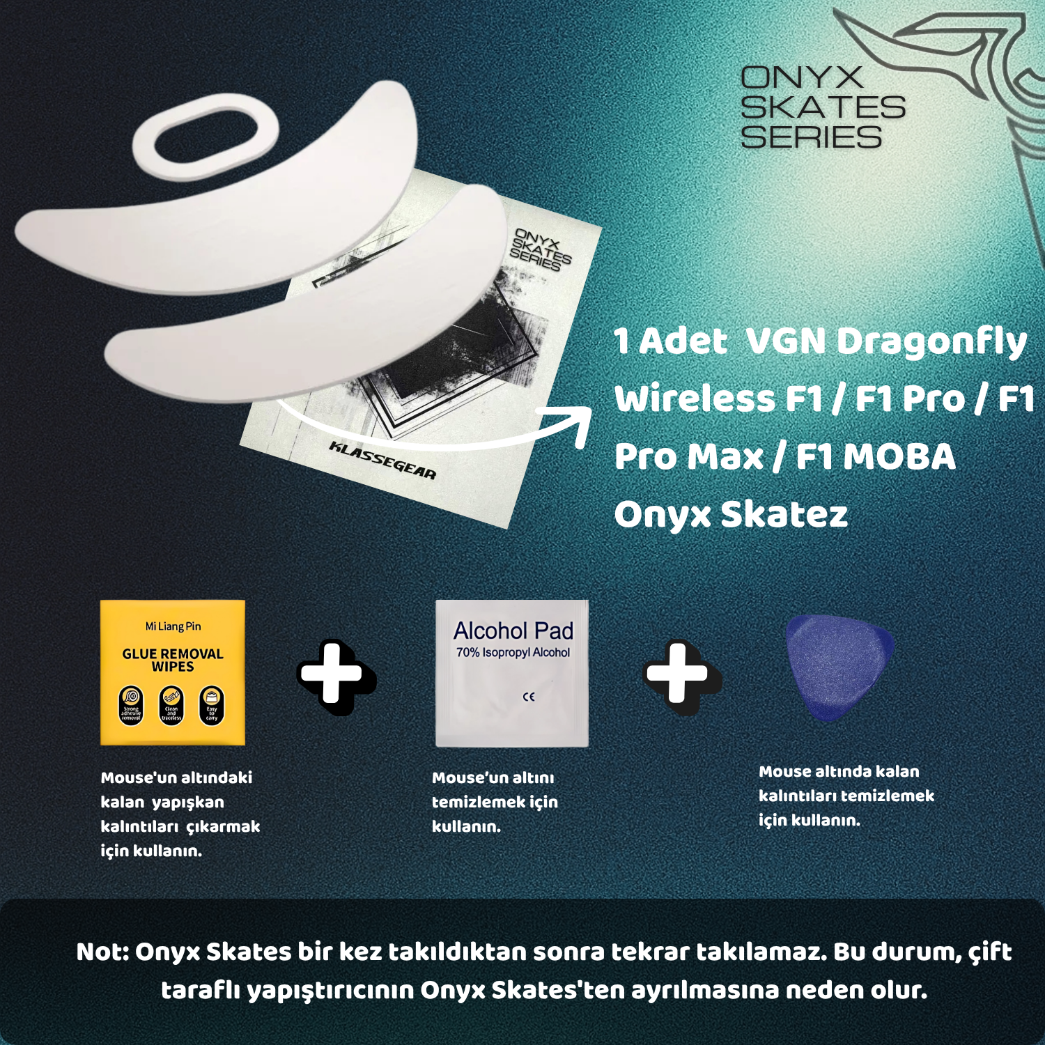 VGN Dragonfly Wireless F1 / F1 Pro / F1 Pro Max / F1 MOBA ile uyumlu Onyx Mouse Skate