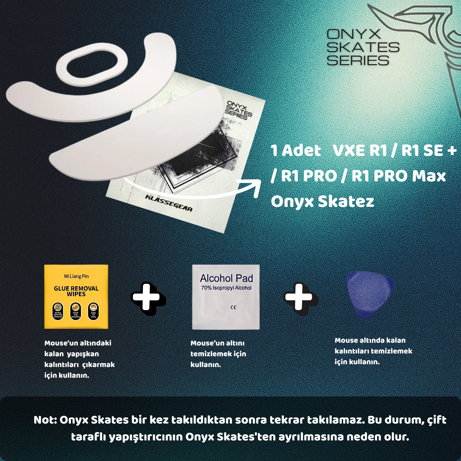 VXE R1 / R1 SE + / R1 PRO / R1 PRO Max ile uyumlu Onyx Mouse Skate