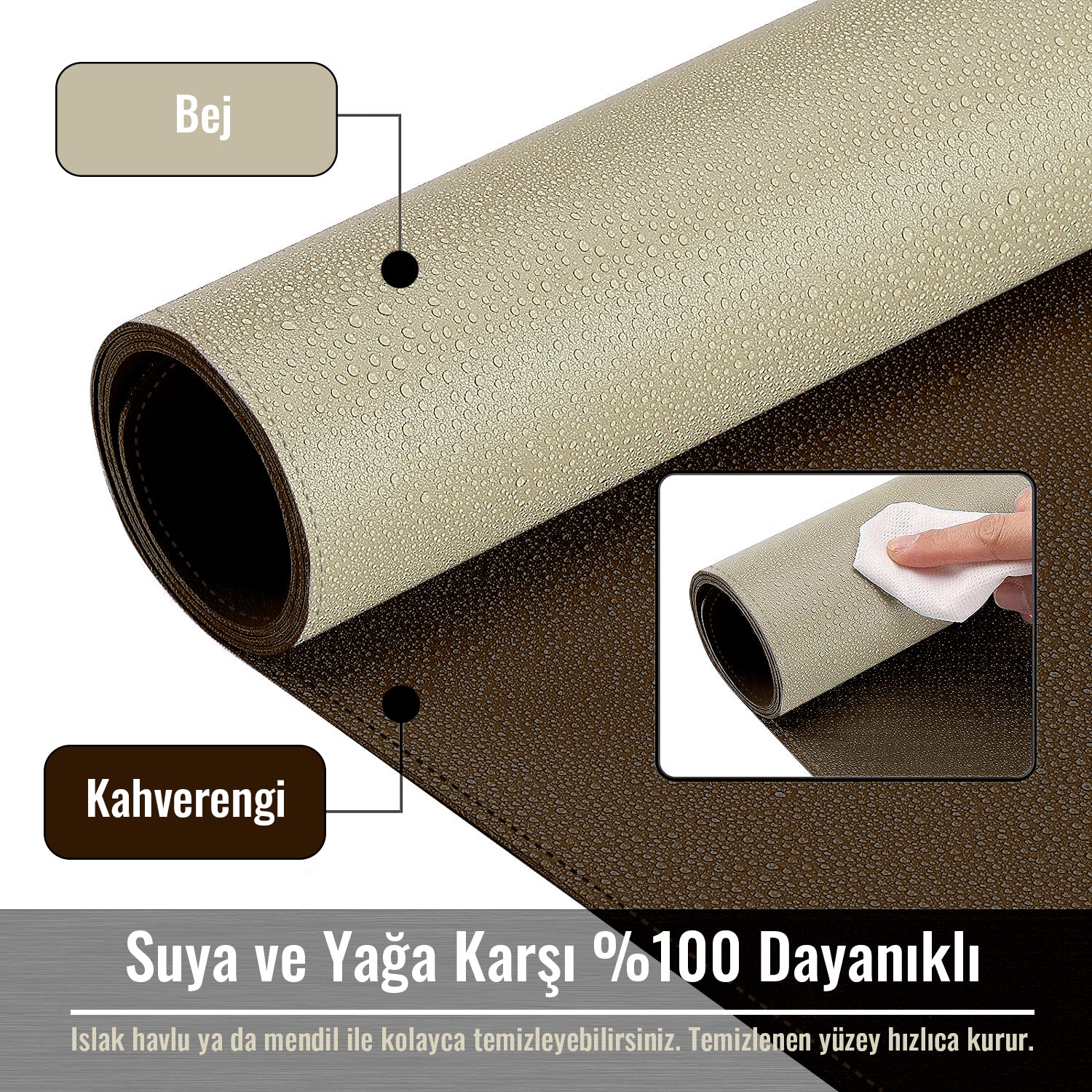 Çift Yüzey Bej ve Kahverengi Deri Mousepad