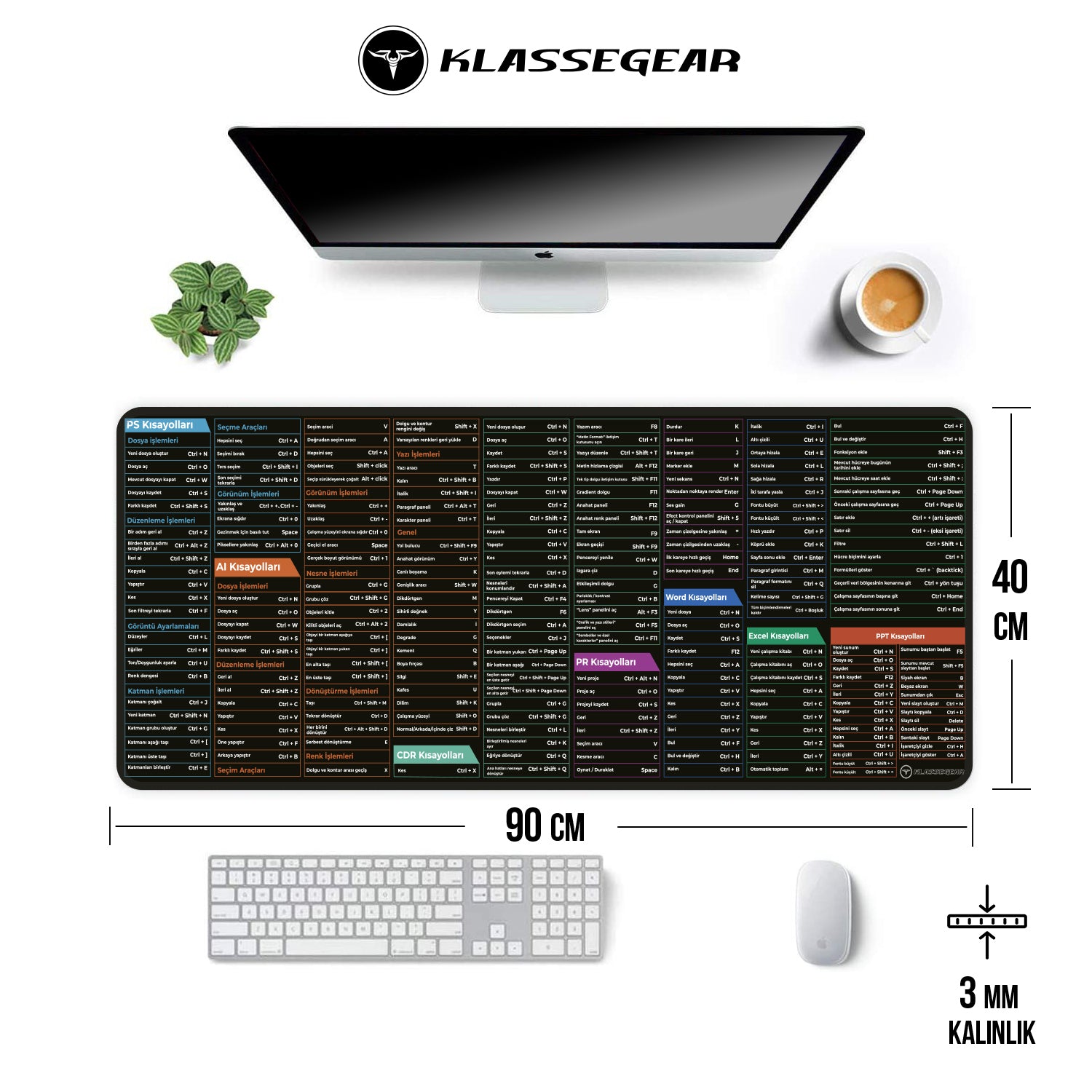 Pro Shortcuts 90x40 Gaming Mousepad