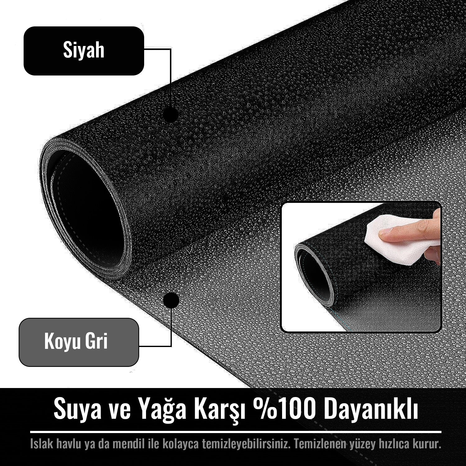 Çift Yüzey Siyah ve Gri Deri Mousepad