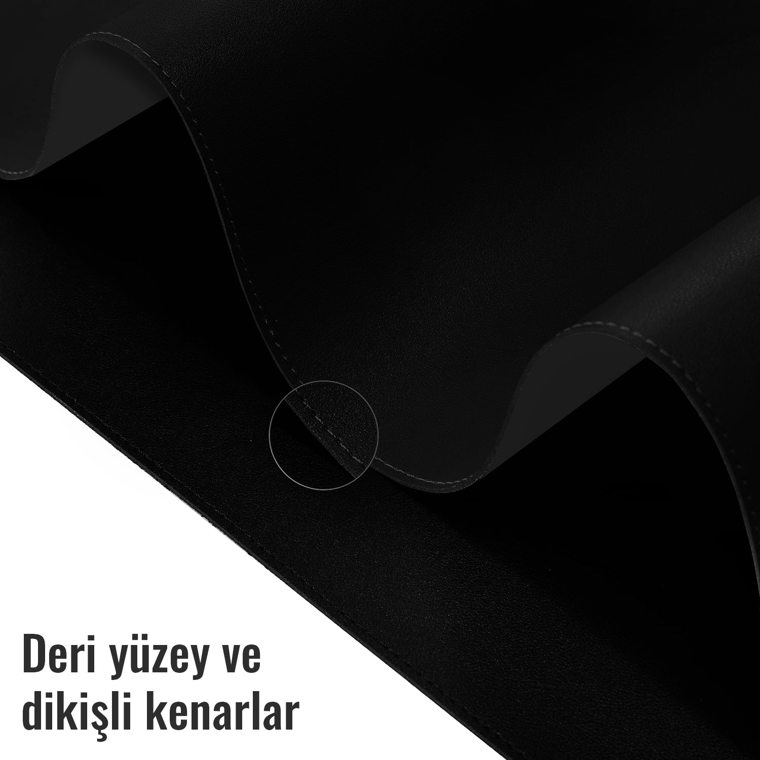 Çift Yüzey Siyah ve Gri Deri Mousepad