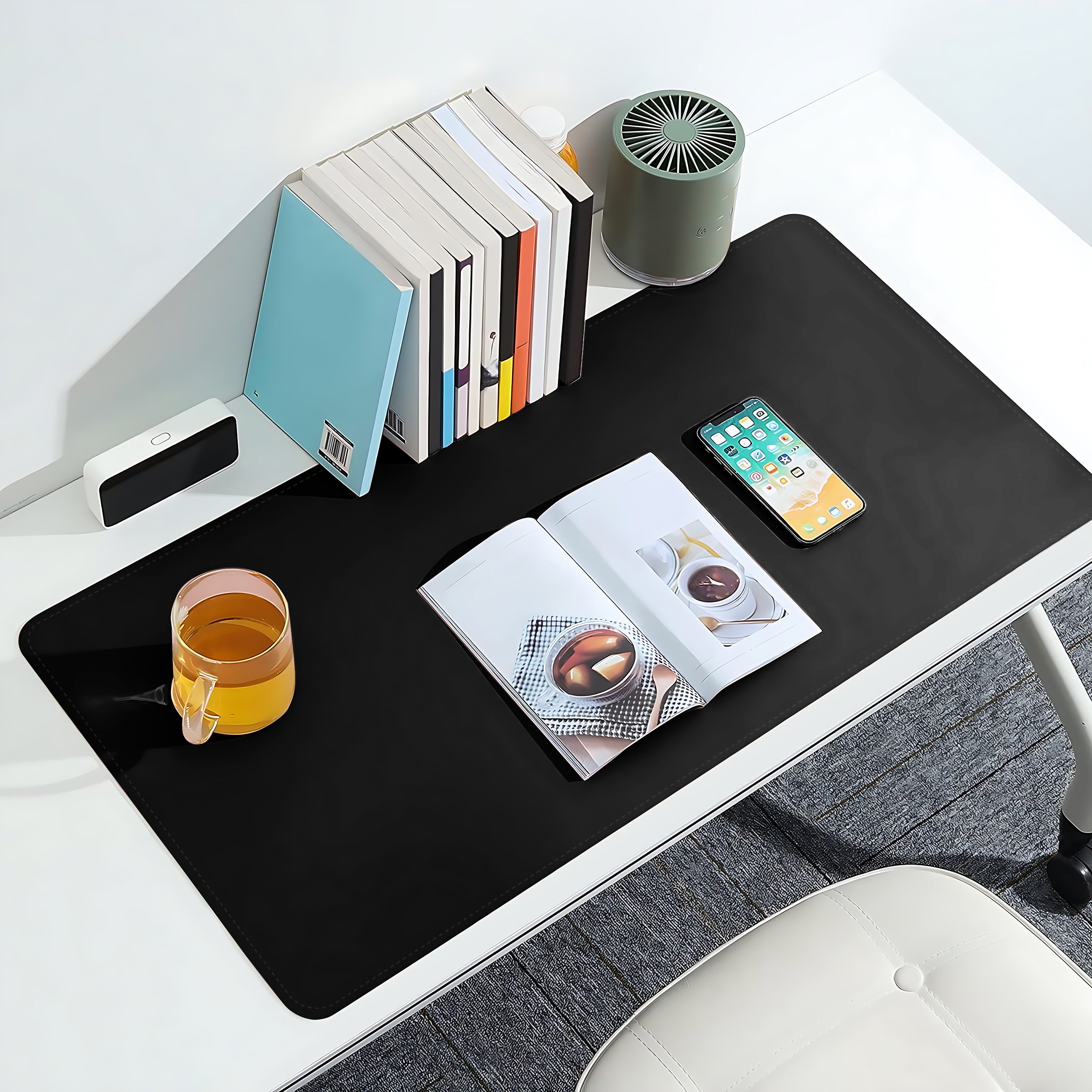 Çift Yüzey Siyah ve Gri Deri Mousepad
