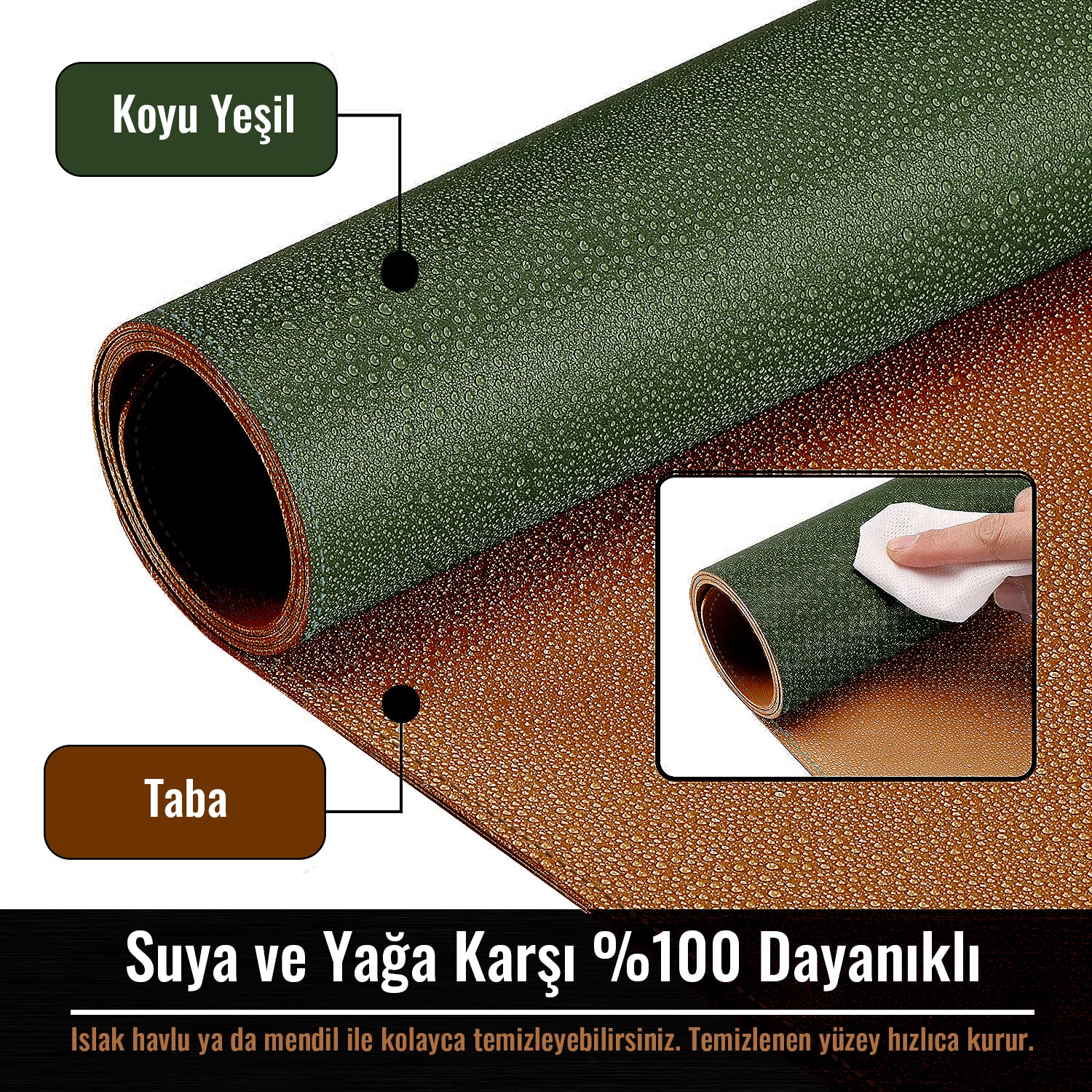 Çift Yüzey Yeşil ve Taba Deri Mousepad
