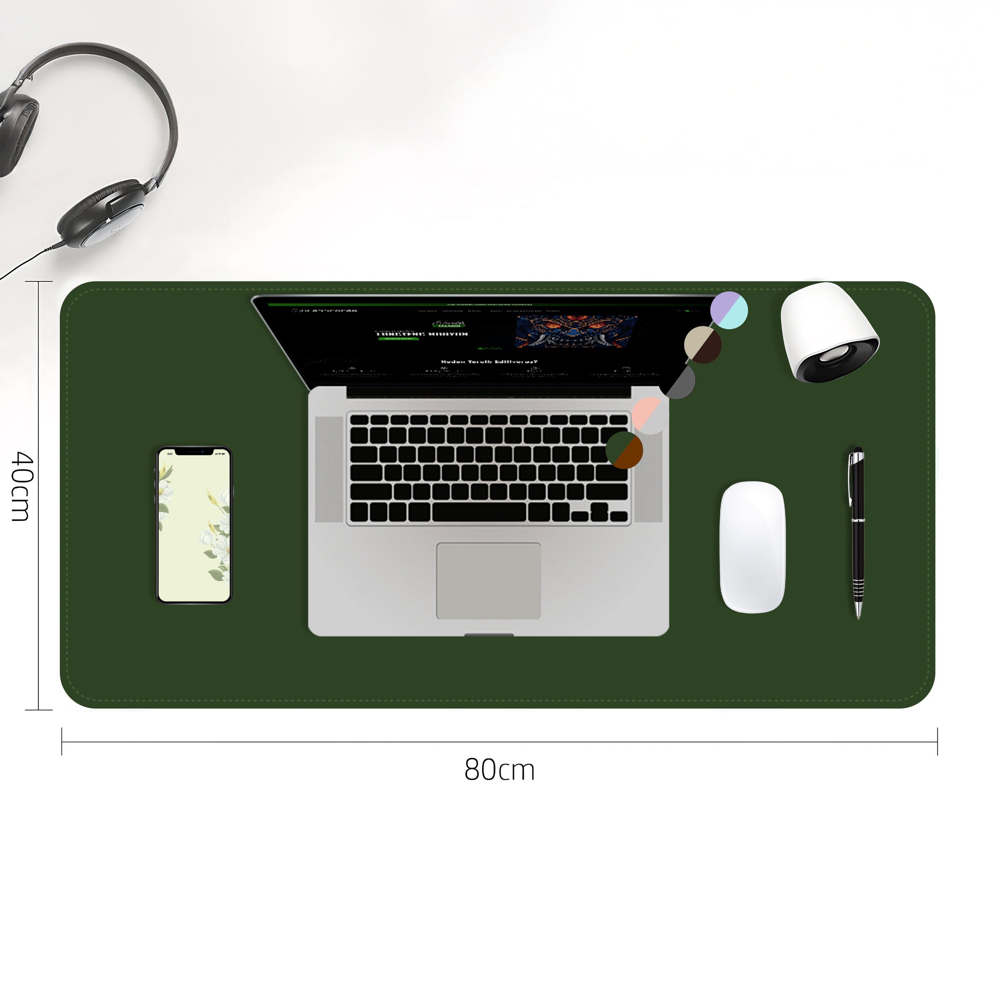 Çift Yüzey Yeşil ve Taba Deri Mousepad