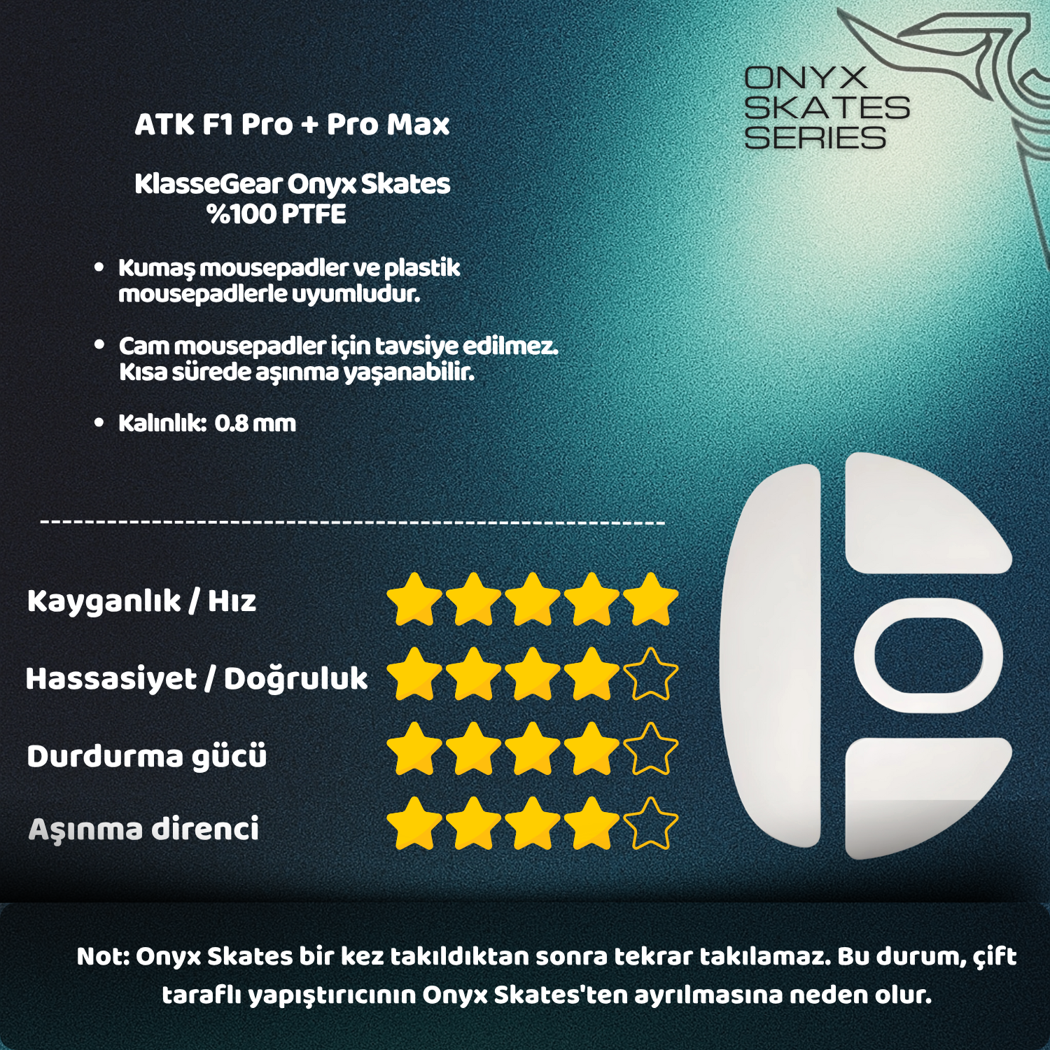 ATK F1 Pro / Pro Max ile uyumlu Onyx Mouse Skate