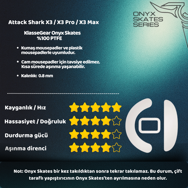 Attack Shark X3 / X3 Pro / X3 Max ile uyumlu Onyx Mouse Skate-3