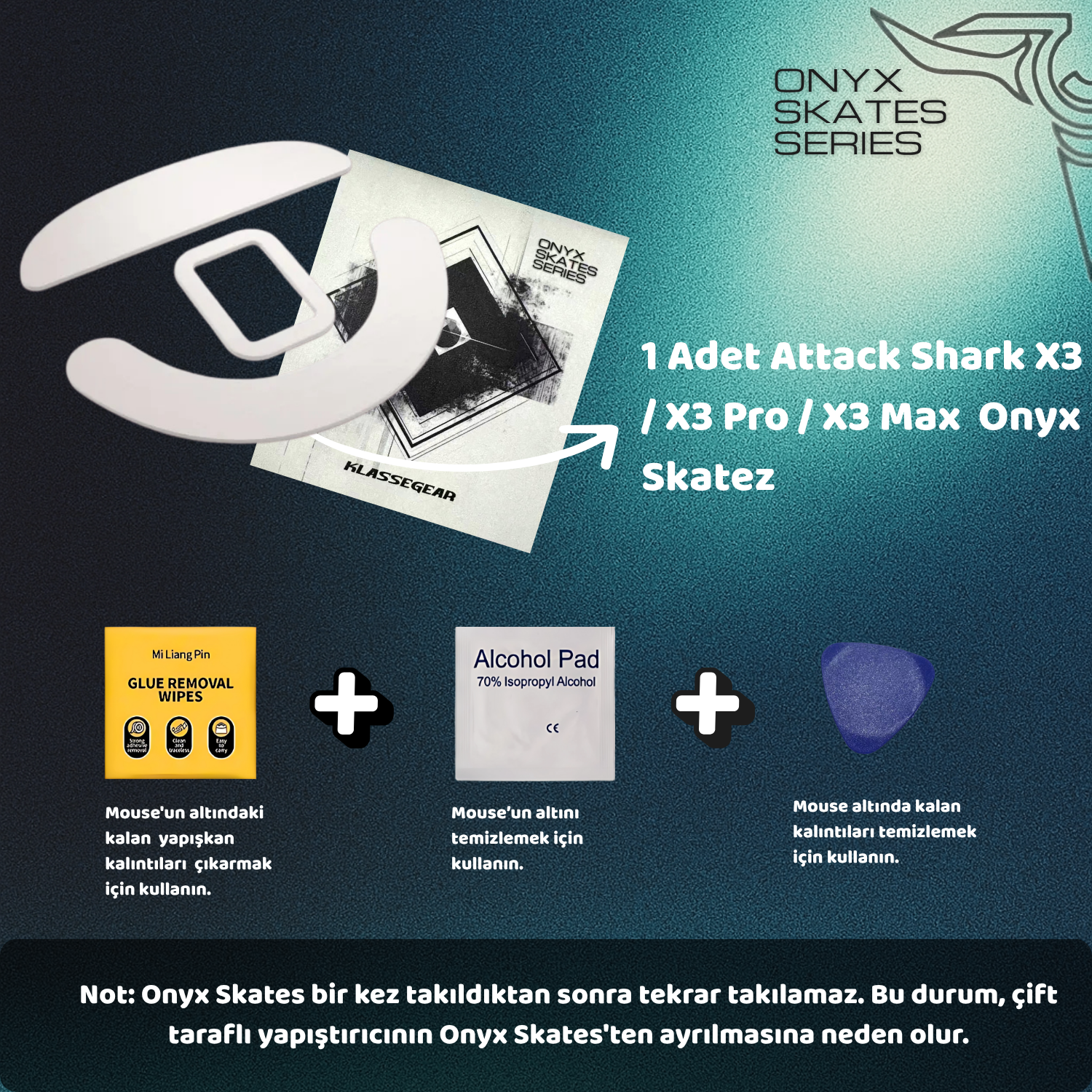 Attack Shark X3 / X3 Pro / X3 Max ile uyumlu Onyx Mouse Skate-4