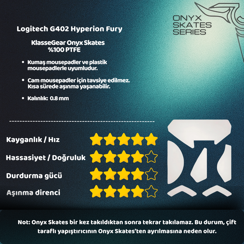 Logitech G402 Hyperion Fury ile uyumlu Onyx Mouse Skate-3