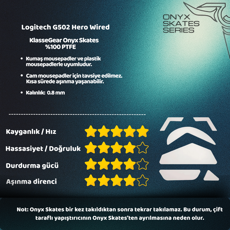 Logitech G502 Hero Wired ile uyumlu Onyx Mouse Skate-3