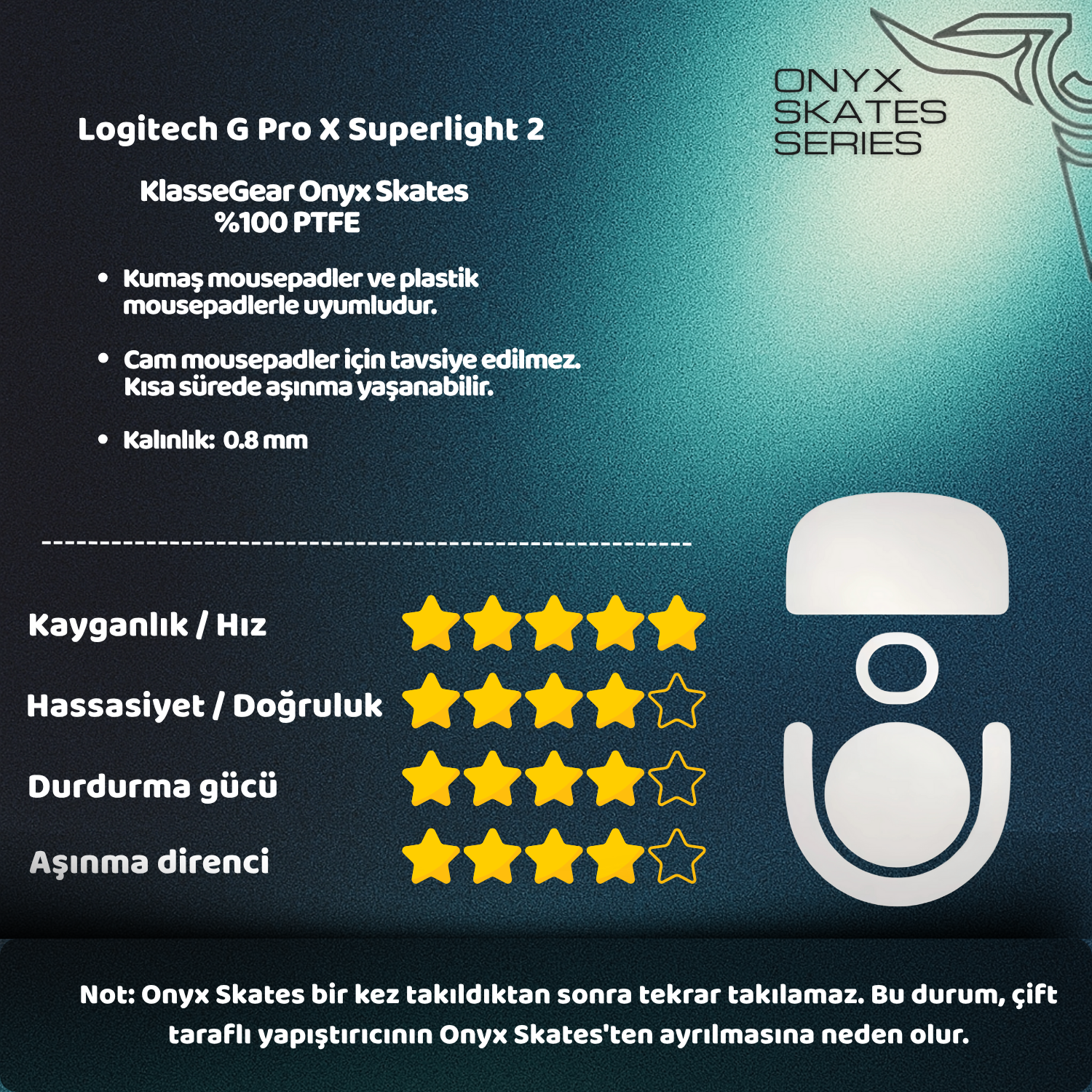 Logitech G Pro X Superlight 2 ile uyumlu Onyx Mouse Skate-3