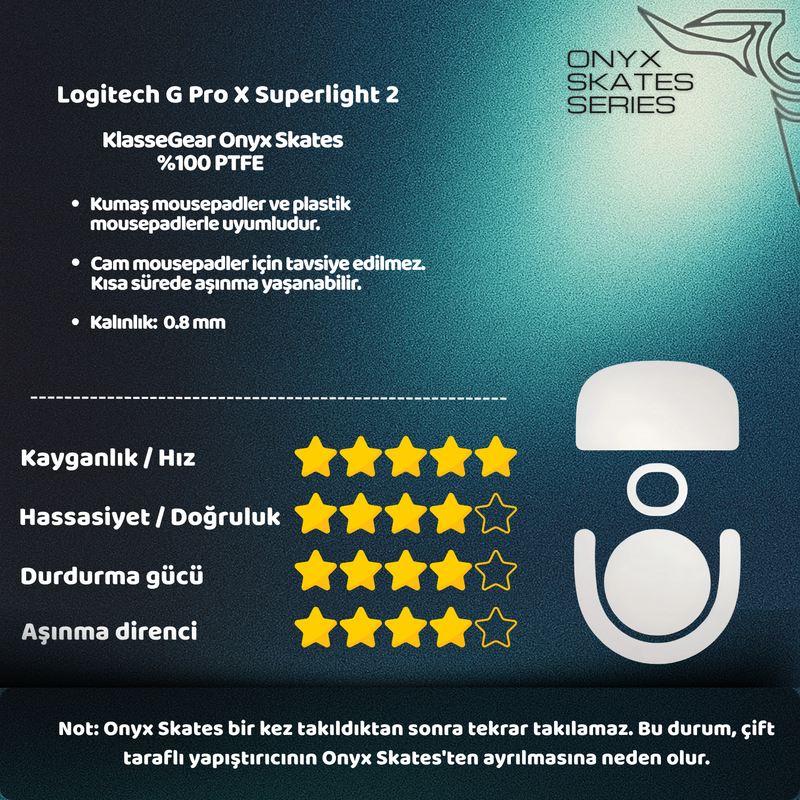Logitech G Pro X Superlight 2 ile uyumlu Onyx Mouse Skate-3