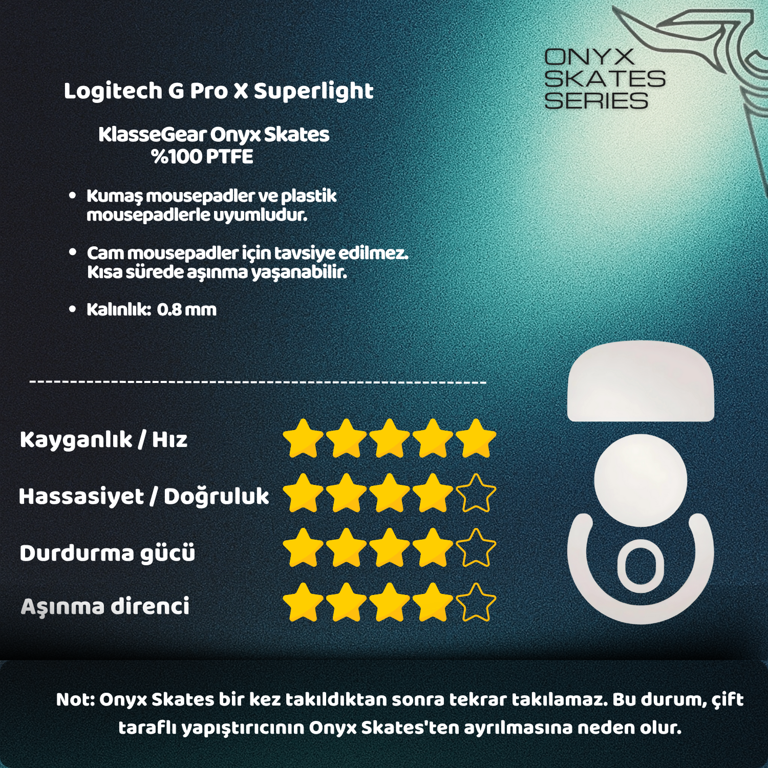 Logitech G Pro X Superlight ile uyumlu Onyx Mouse Skate-3