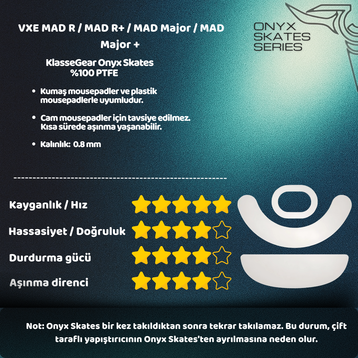 VXE Mad R / Mad R+ / Mad Major / Mad Major + ile uyumlu Onyx Mouse Skate
