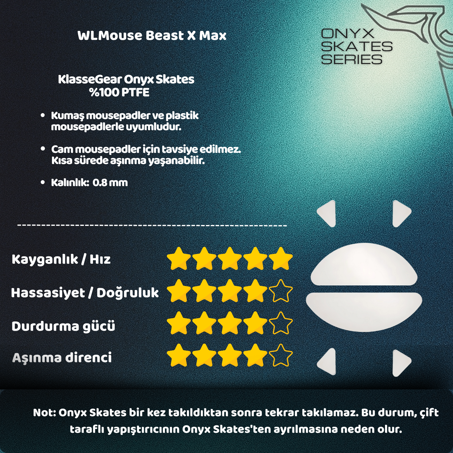 WLMouse Beast X Max ile uyumlu Onyx Mouse Skate-3