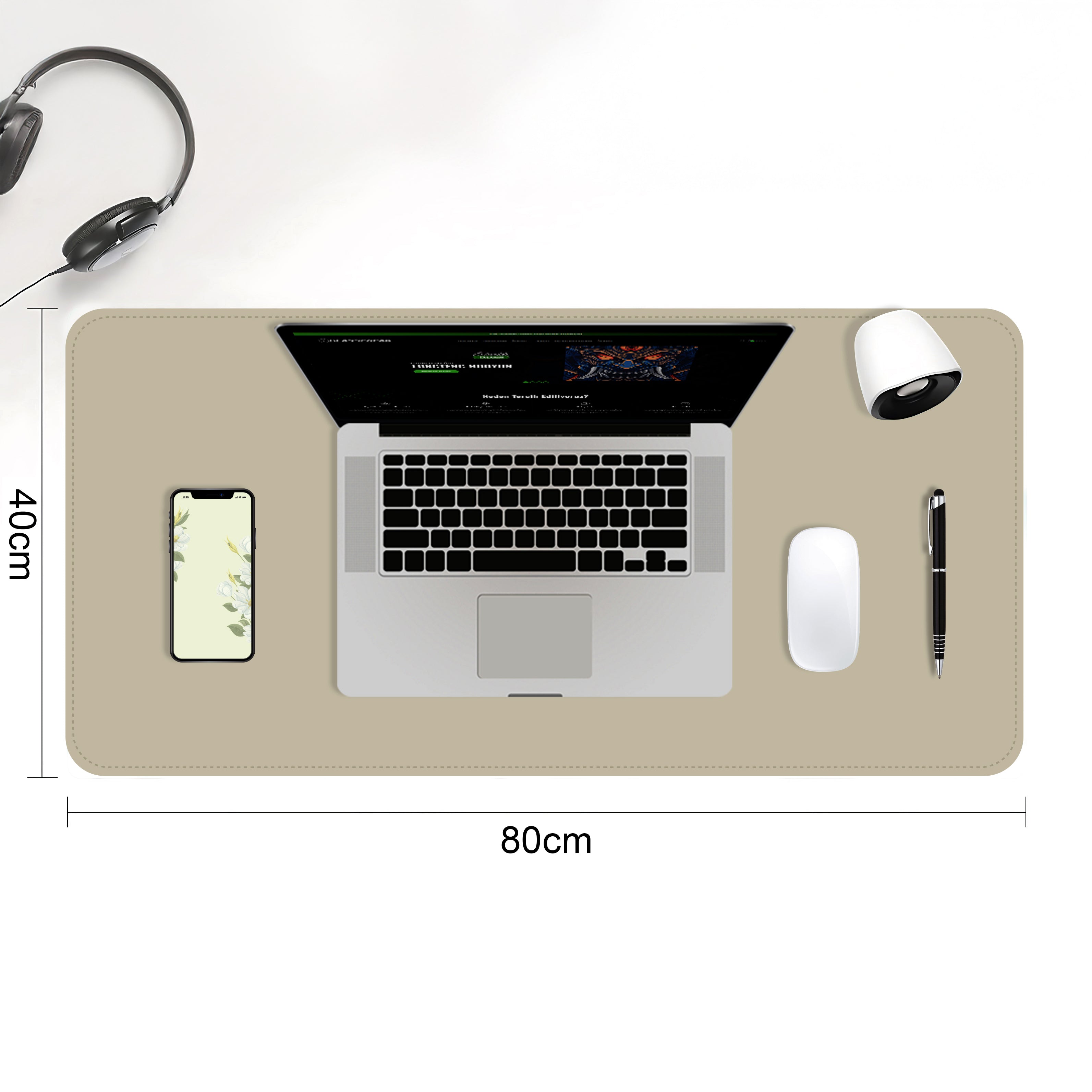 Çift Yüzey Bej ve Kahverengi Deri Mousepad
