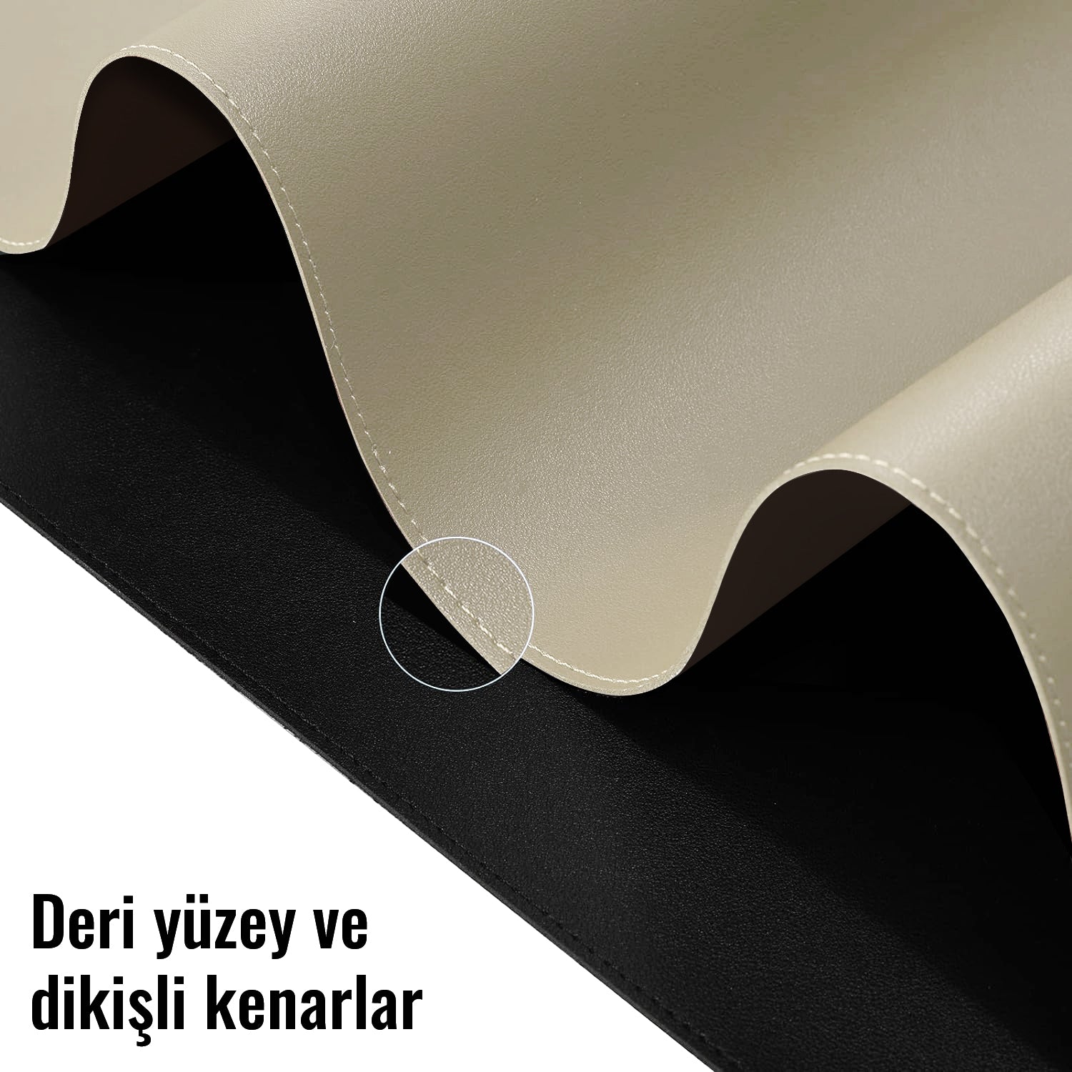 Çift Yüzey Bej ve Kahverengi Deri Mousepad