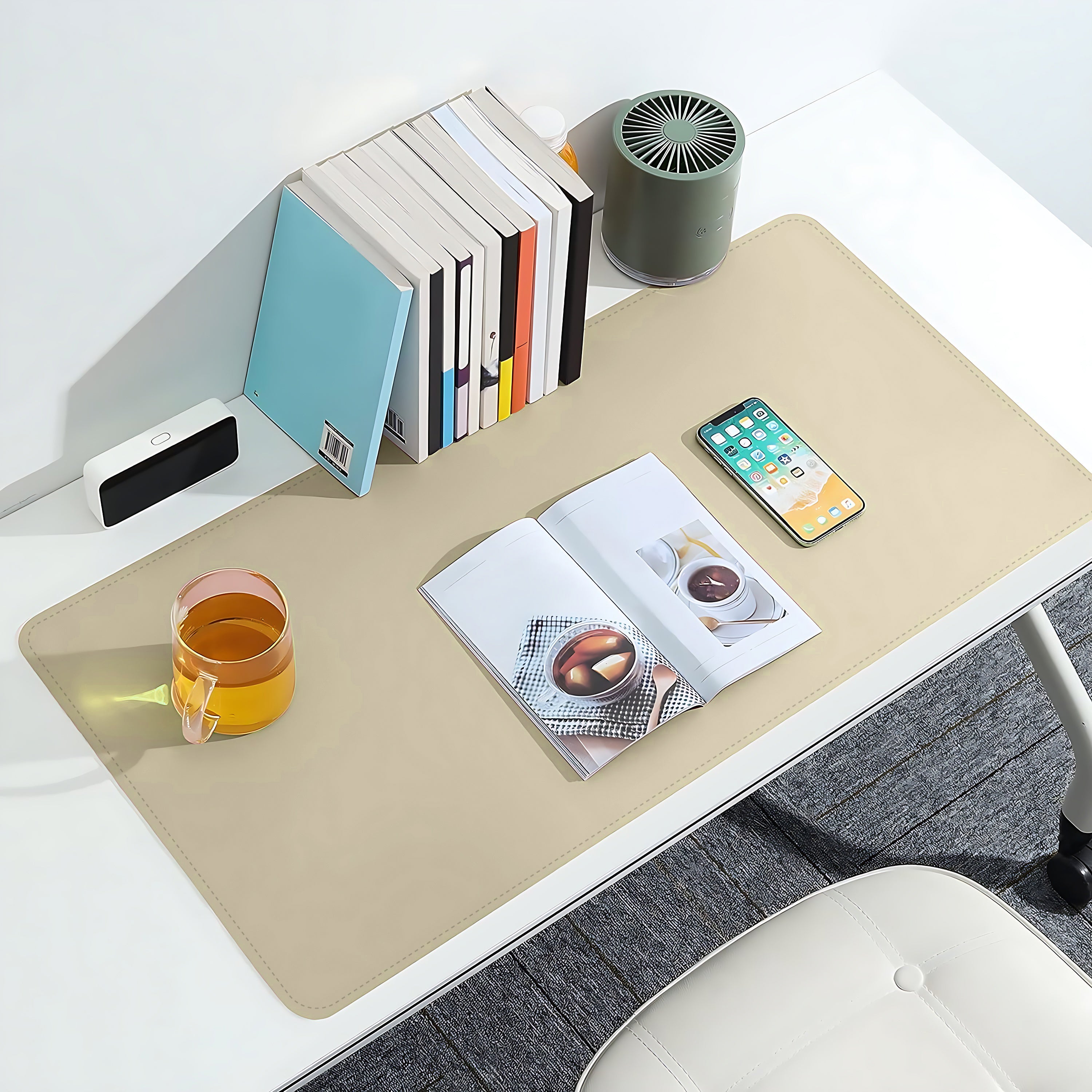 Çift Yüzey Bej ve Kahverengi Deri Mousepad