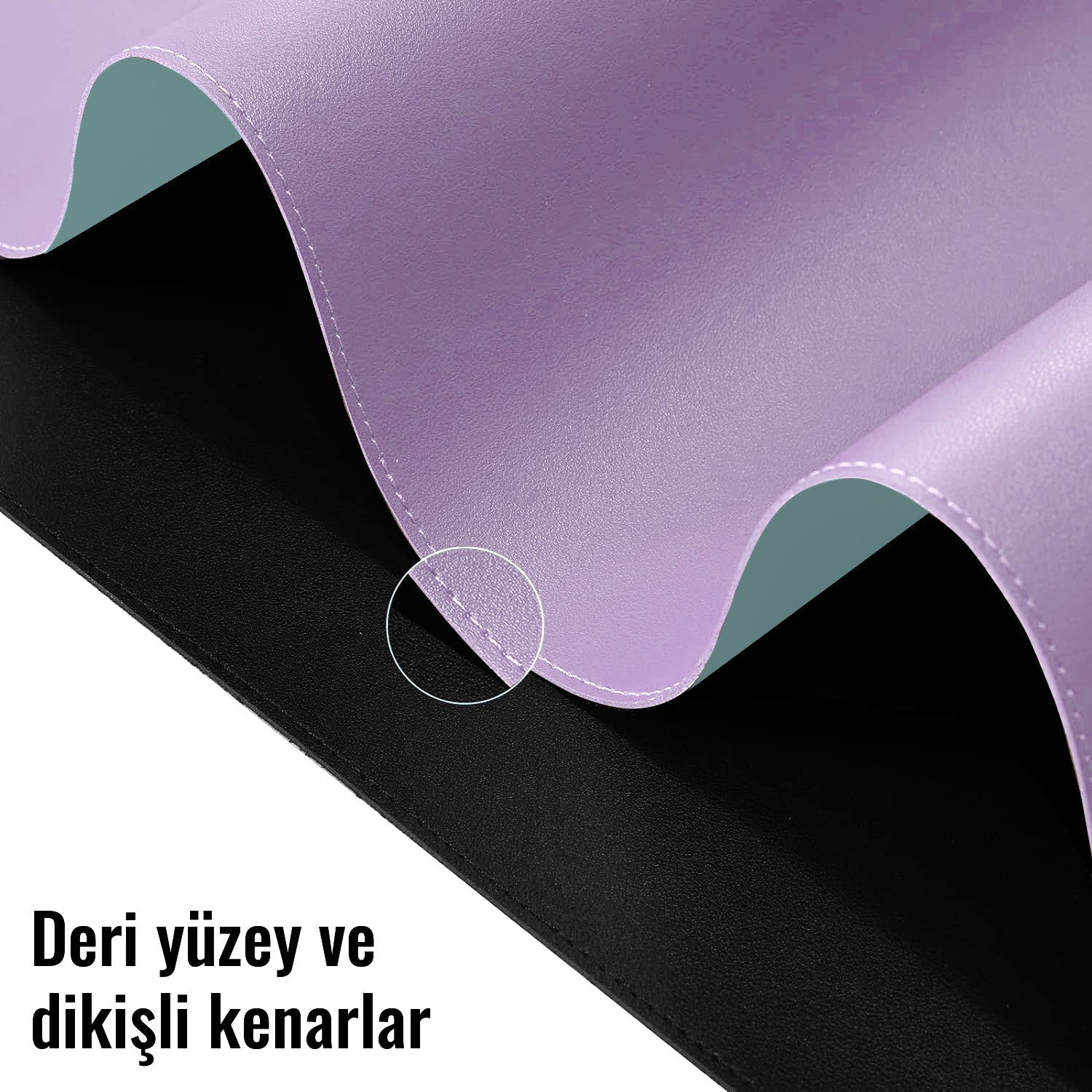 Çift Yüzey Lila ve Turkuaz Deri Mousepad